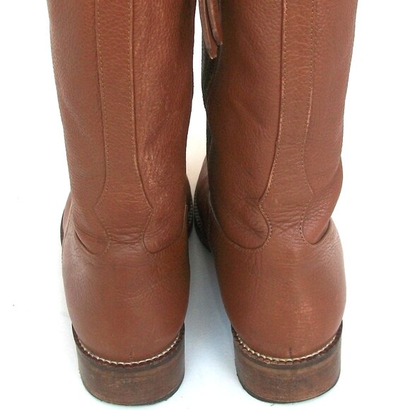 Massimo Dutti Caramel Leather Mid-Calf Side Zip Boots 7M - Picture 6 of 11